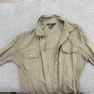 Tracy M Olive Linen Shirt